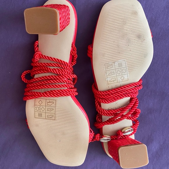 NEW Aldo Red Rb-Ravello Strap Up Block Heels - Picture 4 of 9